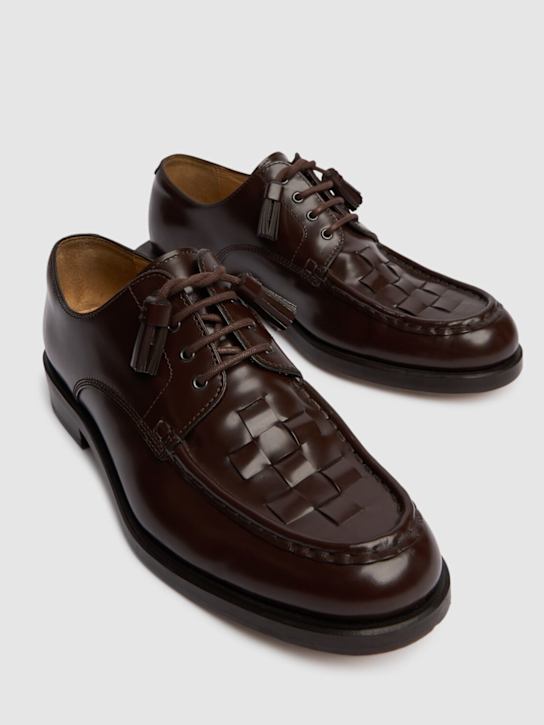 Jacquemus: Les derbies tressees lace-up shoes - Dark Brown - men_1 | Luisa Via Roma