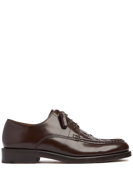 Jacquemus: Les derbies tressees lace-up shoes - Dark Brown - men_0 | Luisa Via Roma