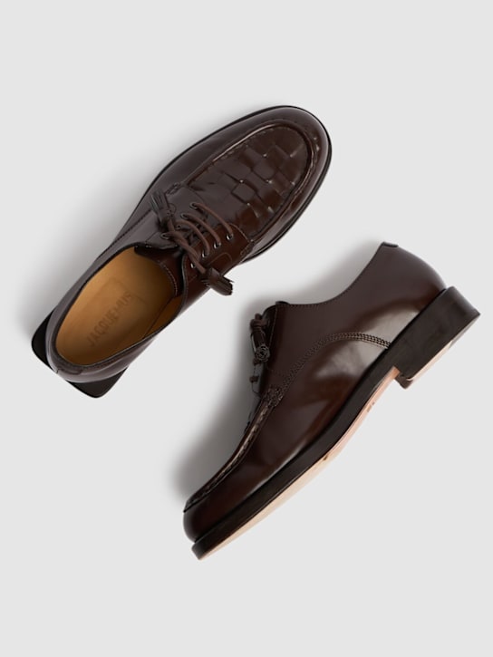 Jacquemus: Les derbies tressees lace-up shoes - Dark Brown - men_2 | Luisa Via Roma