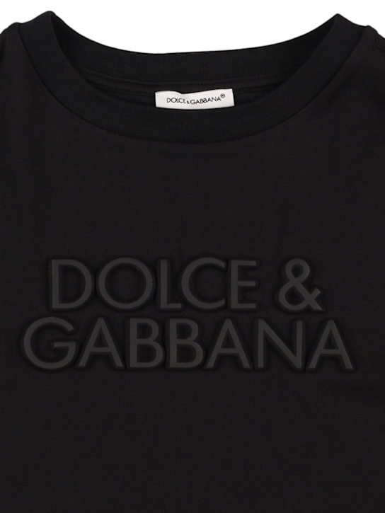 Dolce&Gabbana: T-shirt in jersey di cotone - Nero - kids-boys_1 | Luisa Via Roma