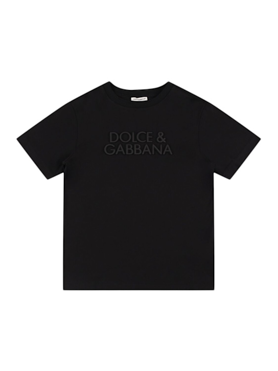 Dolce&Gabbana: T-shirt in jersey di cotone - Nero - kids-boys_0 | Luisa Via Roma