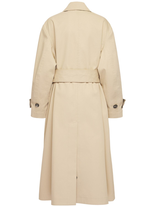 AMI Paris: Water repellent cotton canvas trench - Beige - women_3 | Luisa Via Roma