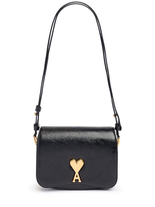 AMI Paris: Borsa Paris Paris in pelle lucida - Nero - women_0 | Luisa Via Roma