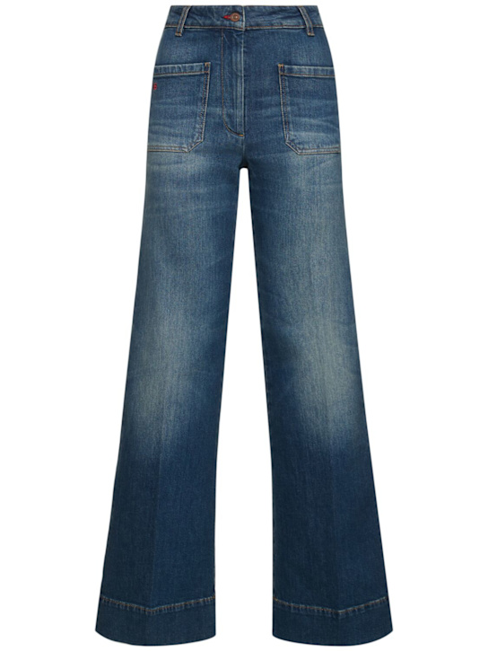 Victoria Beckham: Alina ミドルライズデニムワイドジーンズ - women_0 | Luisa Via Roma