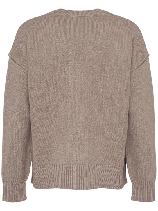 AMI Paris: ADC logo wool blend cardigan - Ash/Off White - men_4 | Luisa Via Roma