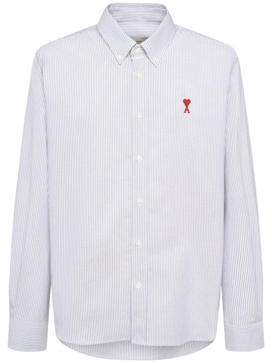 AMI Paris: Oxford logo cotton shirt - men_0 | Luisa Via Roma