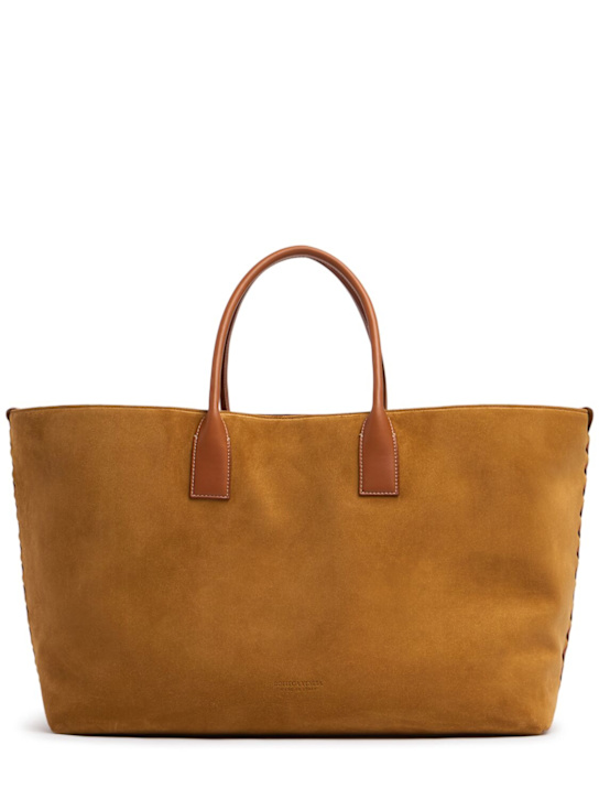 Bottega Veneta: Bolso tote grande Cabat de piel - Camel - women_0 | Luisa Via Roma