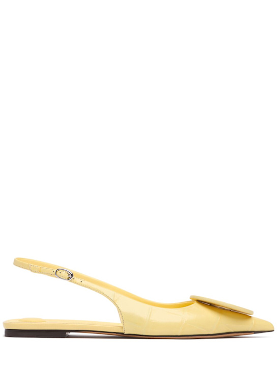 Jacquemus: 10mm Les Duelo P leather slingback flats - Light Yellow - women_0 | Luisa Via Roma