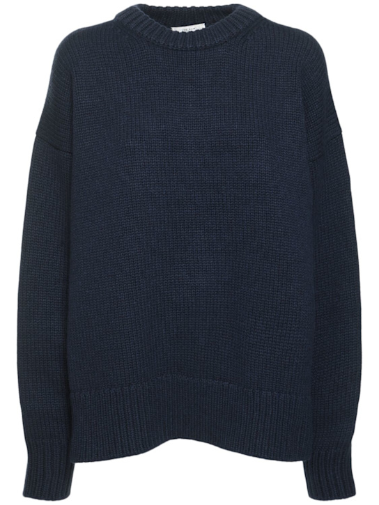 The Row: Ophelia wool & cashmere knit sweater - Navy - women_0 | Luisa Via Roma