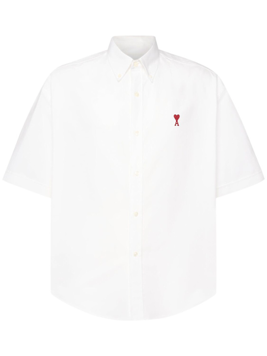 AMI Paris: Boxy cotton short sleeve shirt - men_0 | Luisa Via Roma
