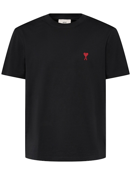 AMI Paris: Classic logo cotton t-shirt - men_0 | Luisa Via Roma