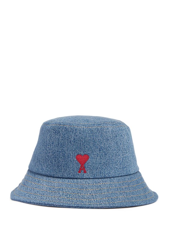 AMI Paris: Red ADC denim bucket hat - Used Blue - women_0 | Luisa Via Roma