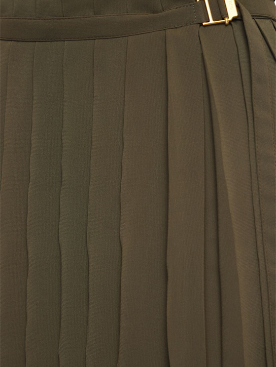 AMI Paris: Pleated crepe long skirt - Green - women_3 | Luisa Via Roma