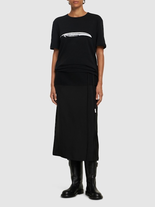 Ann Demeulemeester: Baptist feather print cotton t-shirt - women_1 | Luisa Via Roma
