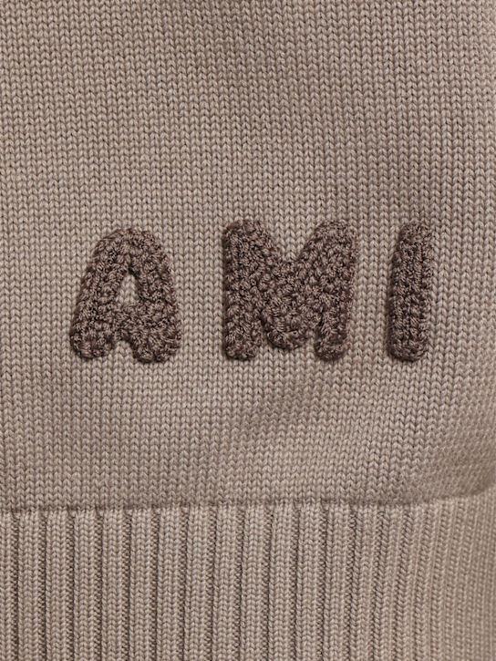 AMI Paris: Ami cotton & wool crewneck sweater - Ash - men_4 | Luisa Via Roma