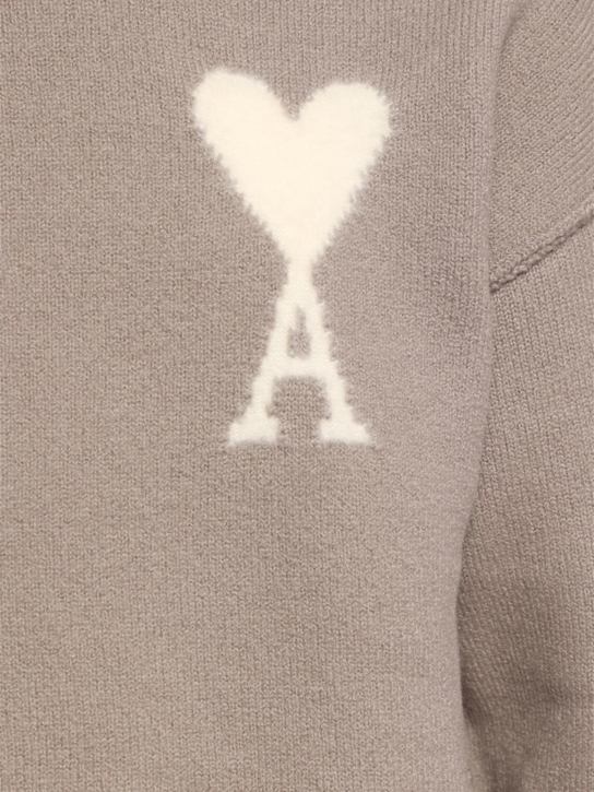 AMI Paris: ADC wool crewneck sweater - Ash/Offwhite - men_4 | Luisa Via Roma
