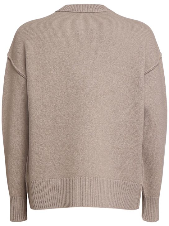 AMI Paris: ADC wool crewneck sweater - Ash/Offwhite - men_3 | Luisa Via Roma