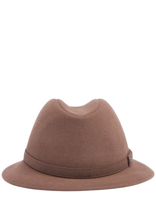 Borsalino: 4.5cm Pocket wool felt hat - Castagna - men_0 | Luisa Via Roma