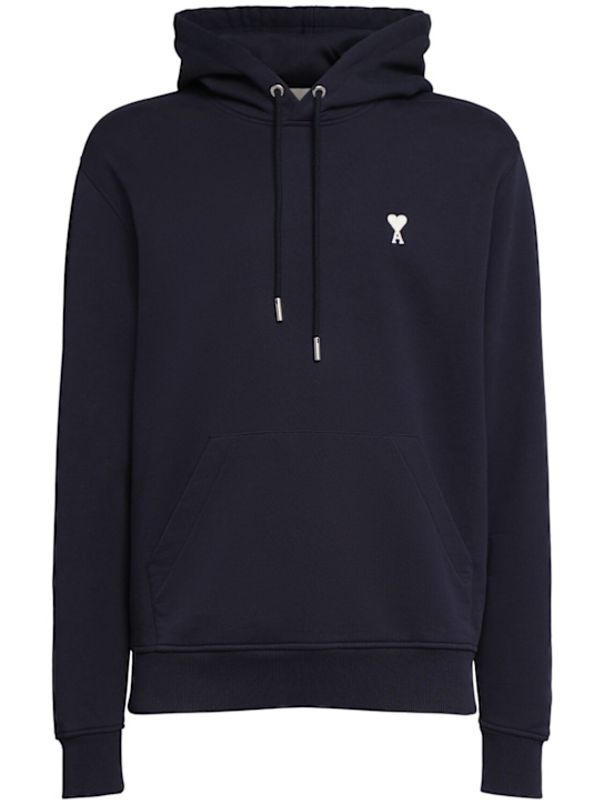 AMI Paris: ADC cotton hoodie - Midnight Blue - men_0 | Luisa Via Roma