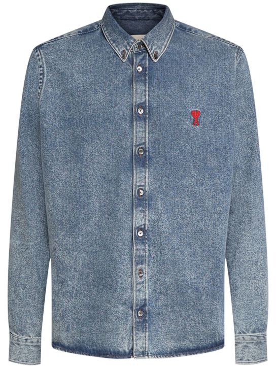 AMI Paris: ADC logo cotton denim shirt - men_0 | Luisa Via Roma