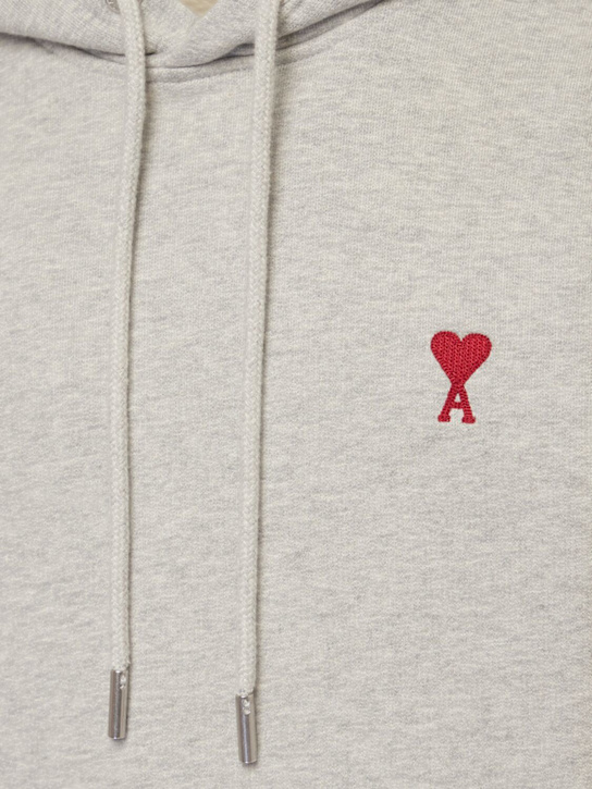 AMI Paris: ADC cotton hoodie - Heather Grey - men_3 | Luisa Via Roma
