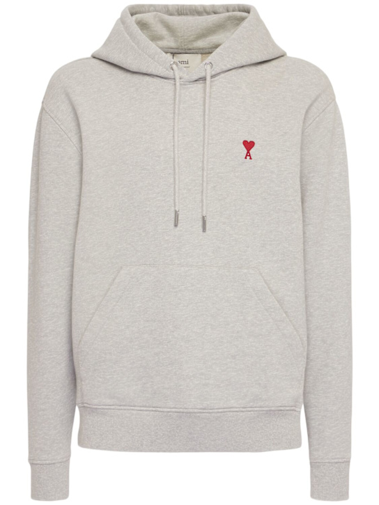 AMI Paris: ADC cotton hoodie - Heather Grey - men_0 | Luisa Via Roma