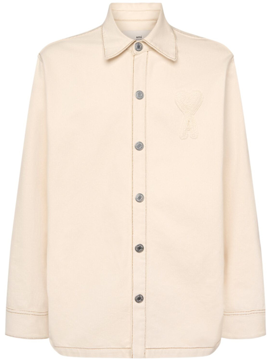 AMI Paris: ADC logo cotton denim overshirt - men_0 | Luisa Via Roma
