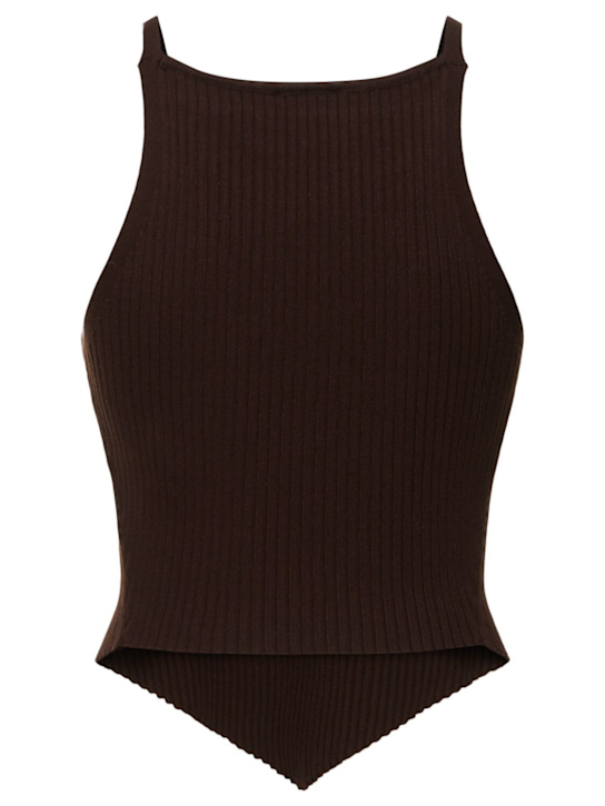 Courrèges: Pointy hem rib knit tank top - Brown - women_4 | Luisa Via Roma