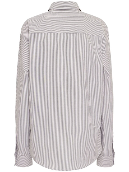 AMI Paris: Adc striped cotton oxford shirt - Black/White - women_4 | Luisa Via Roma
