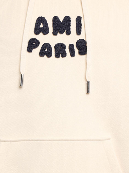 AMI Paris: Cotton hoodie - White Cream - men_4 | Luisa Via Roma