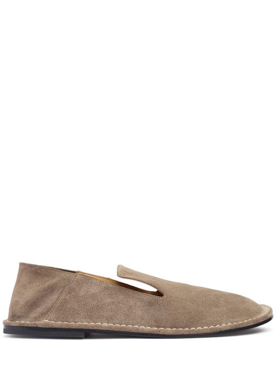 AMI Paris: Slip-on suede shoes - Ash - men_0 | Luisa Via Roma