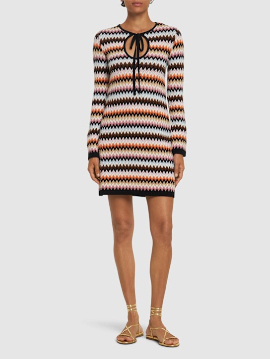 Missoni: Striped wool knit long sleeve mini dress - women_1 | Luisa Via Roma
