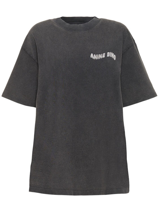 ANINE BING: Kent love cotton jersey t-shirt - women_0 | Luisa Via Roma