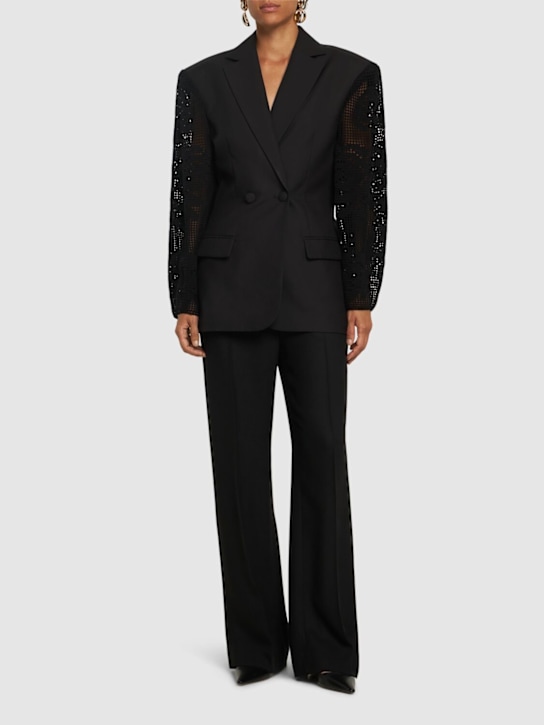 Silk blazer w/ embroidered lace sleeves - Thumbnail 2