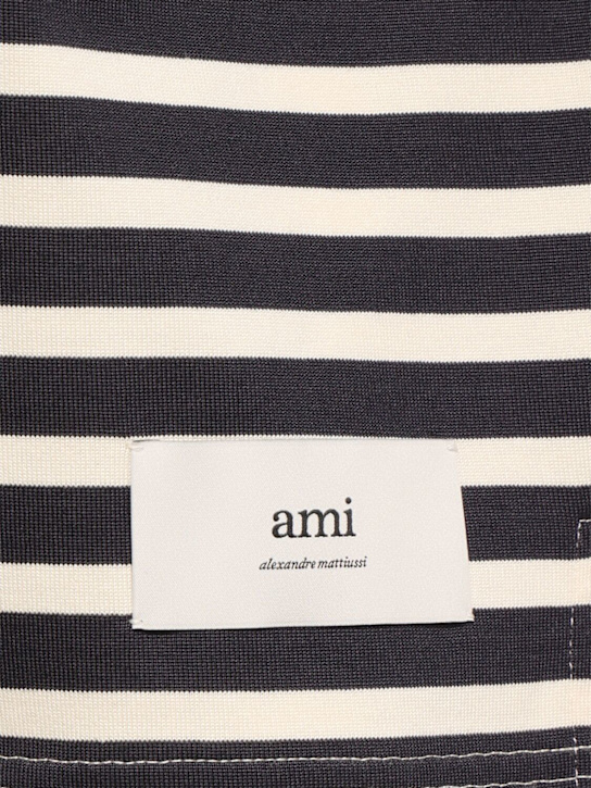 AMI Paris: Striped oversized cotton t-shirt - Navy/White - men_4 | Luisa Via Roma