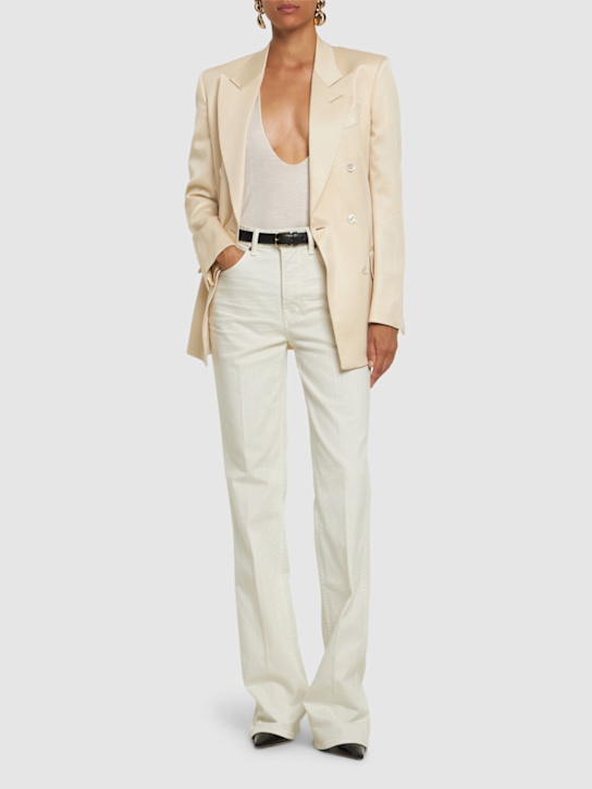 Tom Ford: High rise stretch denim flared jeans - White - women_1 | Luisa Via Roma