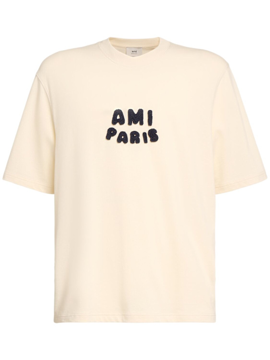 AMI Paris: Cotton logo t-shirt - men_0 | Luisa Via Roma