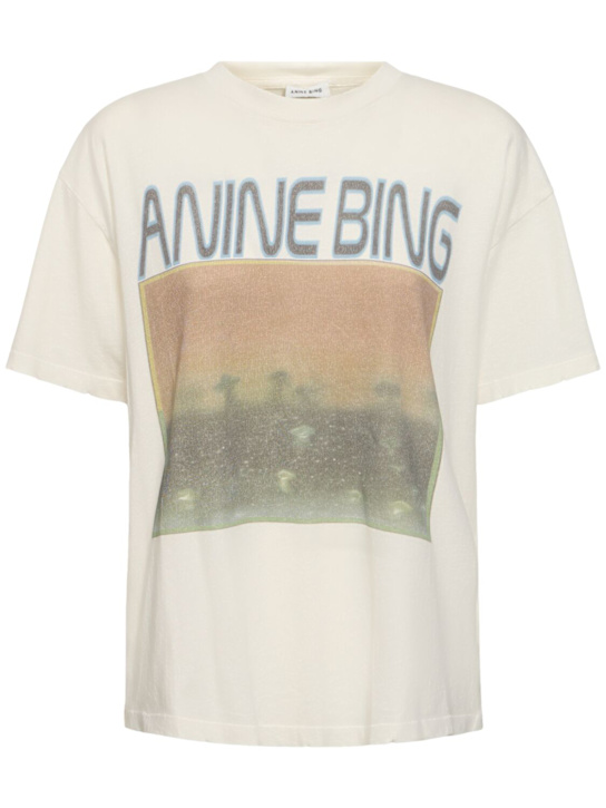 ANINE BING: Cade コットンジャージーTシャツ - women_0 | Luisa Via Roma