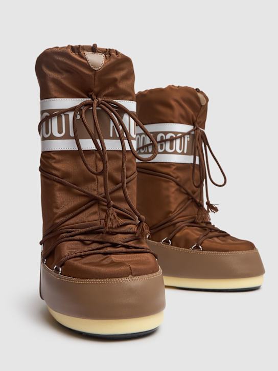 Moon Boot: Tall Icon high nylon moon boots - Brown - men_1 | Luisa Via Roma