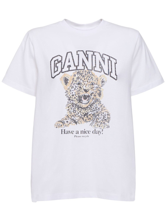 GANNI: Leo cotton jersey relaxed t-shirt - women_0 | Luisa Via Roma