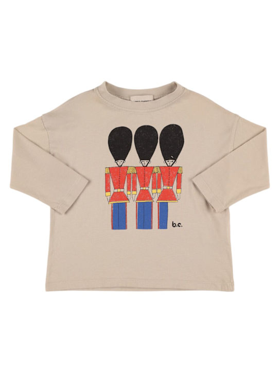 Bobo Choses: Soldier print organic cotton t-shirt - Beige - kids-girls_0 | Luisa Via Roma