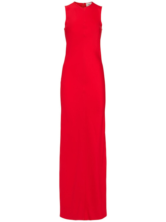 Viscose blend crepe long dress - Thumbnail 1