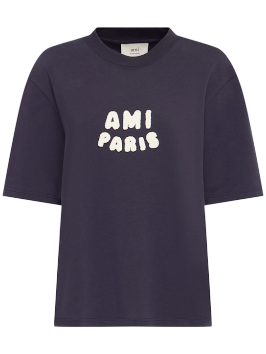 AMI Paris: Boxy fit cotton jersey t-shirt - women_0 | Luisa Via Roma