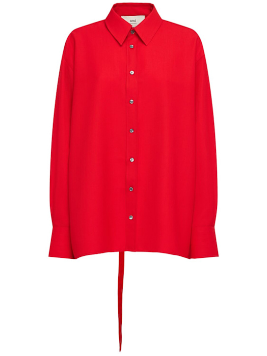 AMI Paris: Fluid wool canvas oversized shirt - women_0 | Luisa Via Roma