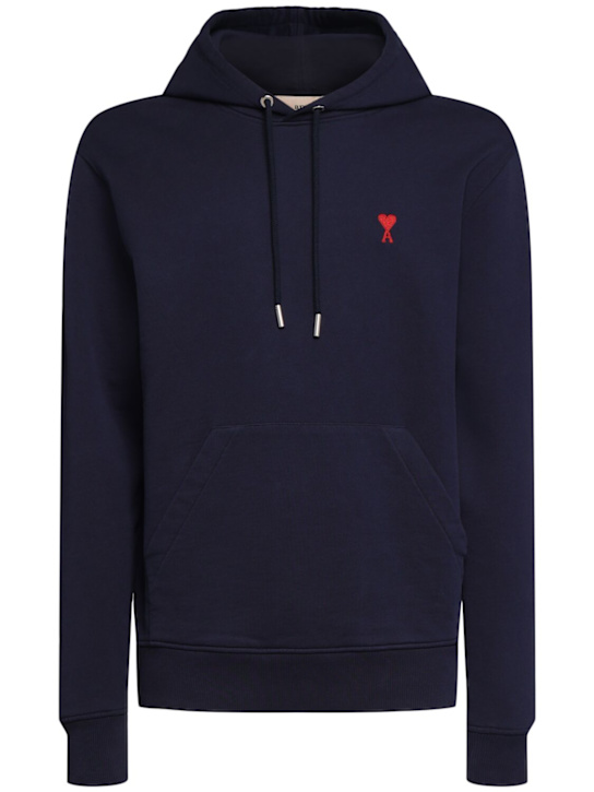 AMI Paris: ADC cotton hoodie - Midnight Blue - men_0 | Luisa Via Roma