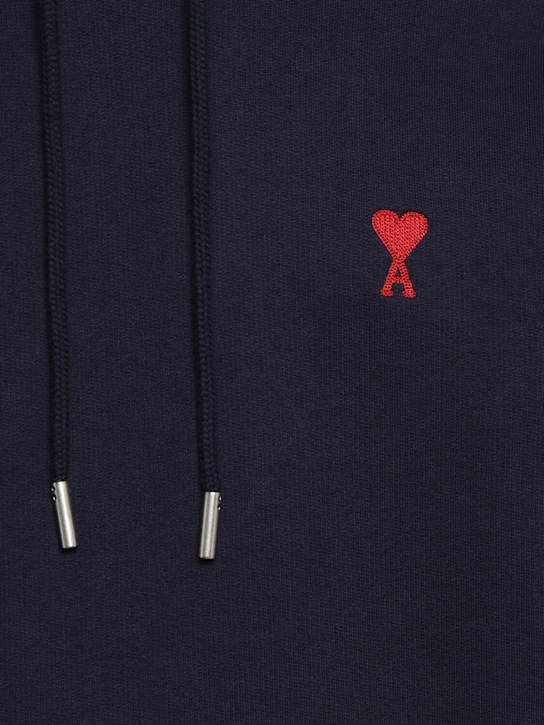 AMI Paris: ADC cotton hoodie - Midnight Blue - men_4 | Luisa Via Roma