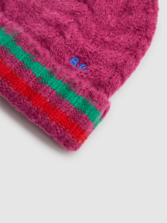 Bobo Choses: Cappello in maglia a trecce con righe - Fucsia - kids-girls_1 | Luisa Via Roma