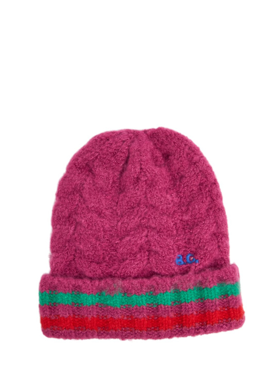 Bobo Choses: Cappello in maglia a trecce con righe - Fucsia - kids-girls_0 | Luisa Via Roma
