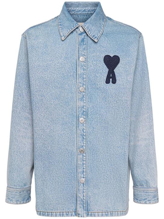 AMI Paris: Overshirt aus Baumwolldenim mit Logo „ADC“ - men_0 | Luisa Via Roma