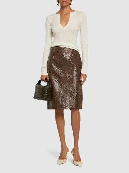 16arlington: Este leather pencil midi skirt - Grey - women_1 | Luisa Via Roma